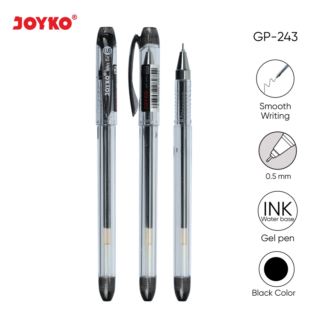

Pulpen Gel / Bolpen Gel JOYKO GP-243 Whiz Gel 0.5 mm Isi 12