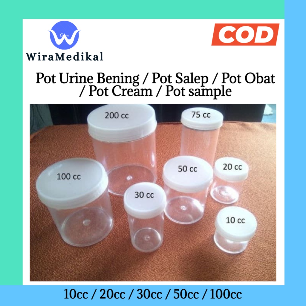 Pot Urine Bening / Pot Salep / Pot Obat / Pot Cream / pot sample / sample container 10cc / 20cc / 30cc / 50cc / 75cc / 100cc