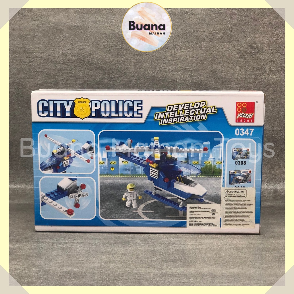 BRICKS PEIZHI CITY POLICE HELICOPTER POLISI MAINAN EDUKASI ANAK COWO CEWE BLOCK BRICK 0347