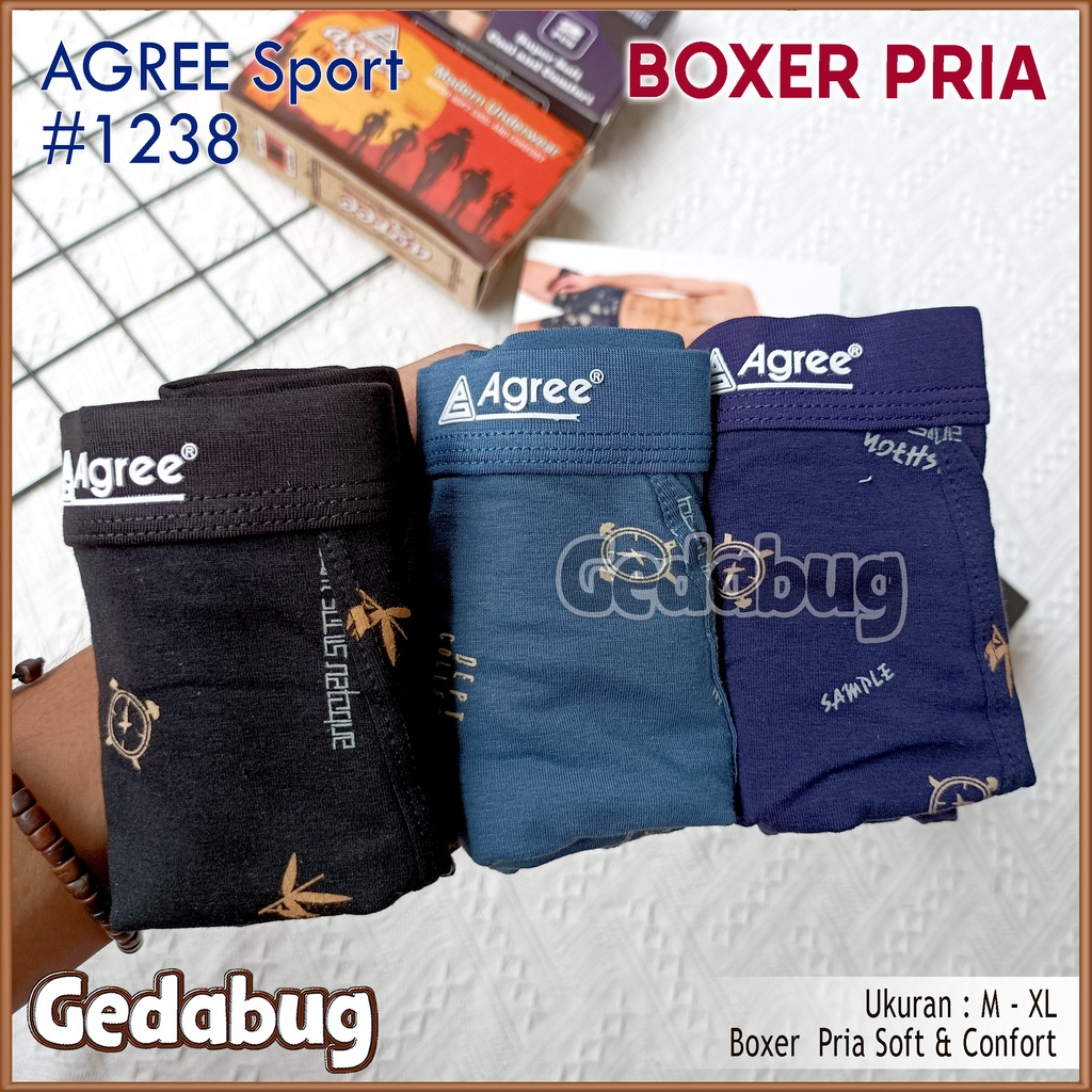 Boxer Pria AGREE Sport 1238 | Celana dalam pria Cassual &amp; Keren | Gedabug