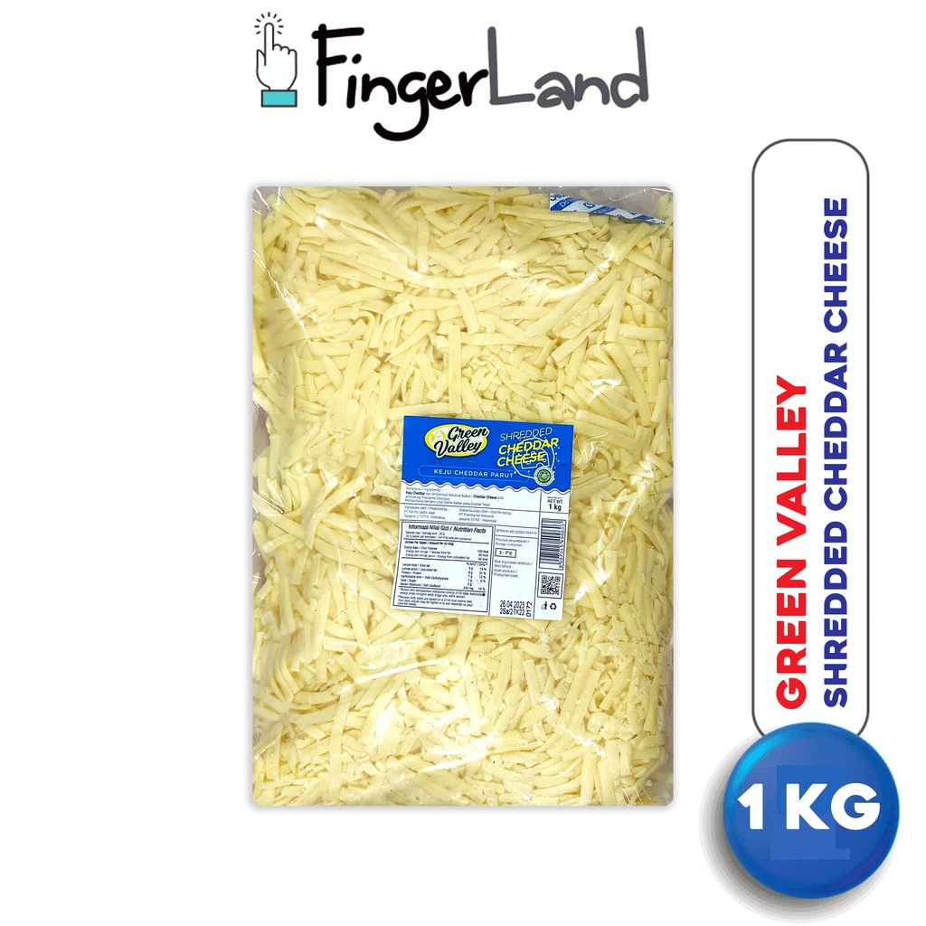 

GREEN VALLEY Shredded Cheddar Cheese 1 KG Keju Cheddar Parut