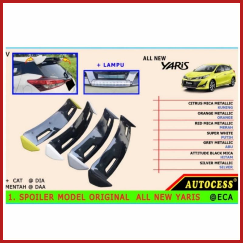 Spoiler Sayap Mobil Yaris 2014-2021 Model TRD Sportivo