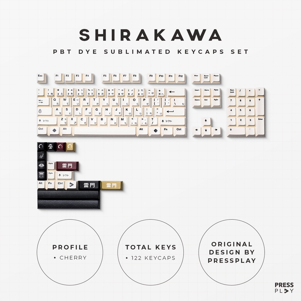 Press Play Shirakawa PBT Dye Sub Keycap Set 122 Keys Japanese Root