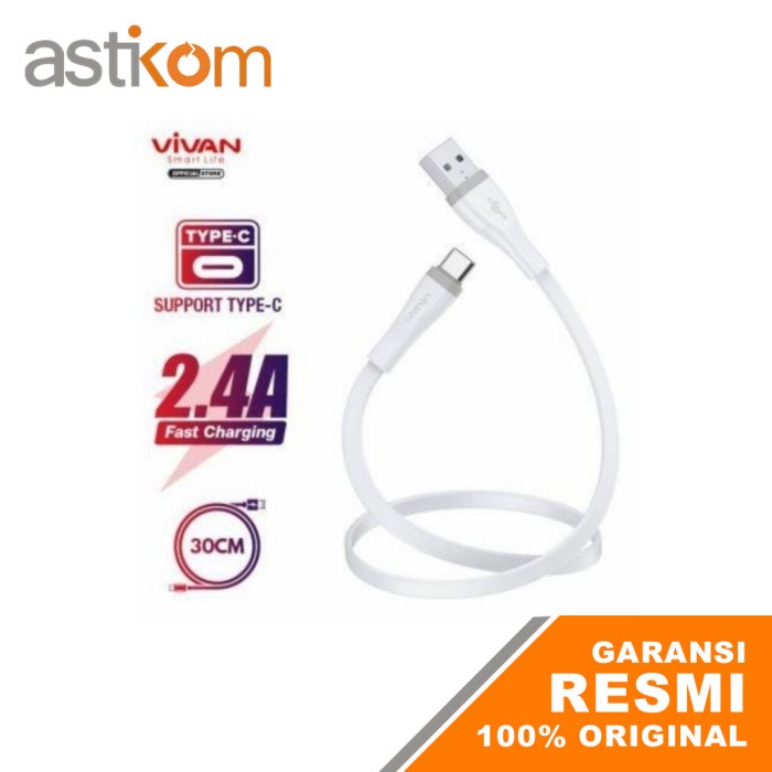 Kabel Vivan SC30S White USB Type-C 30 CM