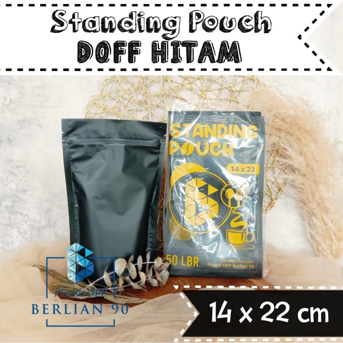 

Terlaris ✨ - Standing Pouch Hitam Doff 14x22 Cm Plastik Kemasan Kopi isi 50 PCS 2.1.23