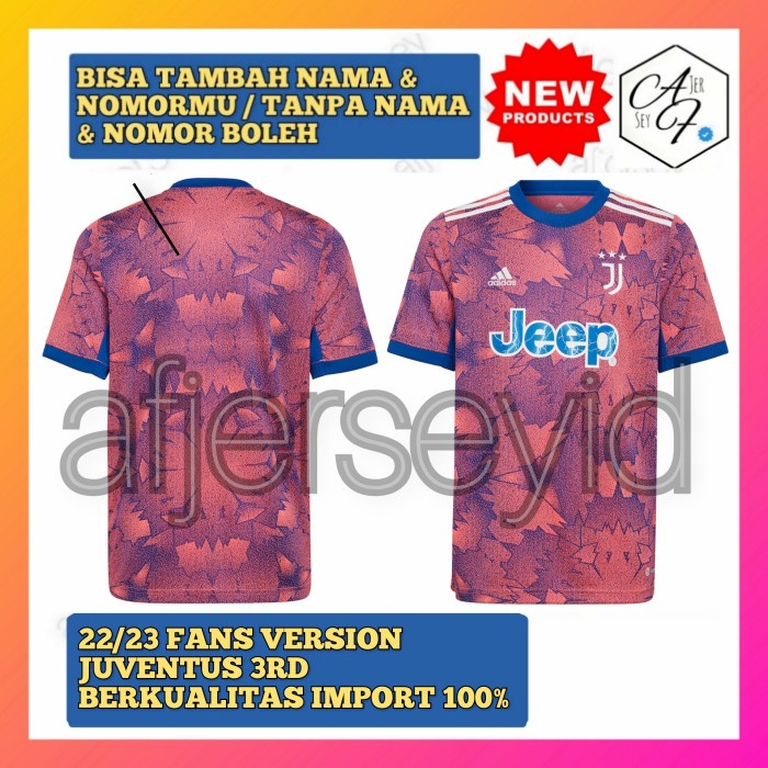 ⭐BISA COD⭐ Fans Juventus 3rd Third 2022/2023 Jersey Bola Home Away Baju Premium - S