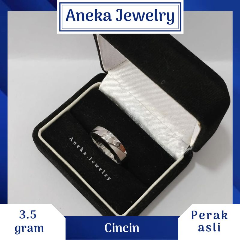 Cincin Ring Doff Mata, Sepuh Emas Putih, Perak 925