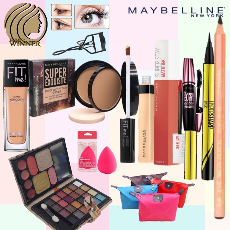 Paket Kosmetik Lengkap / Paket Makeup Mayblline Komplit Set 10 in1 / Maybelline