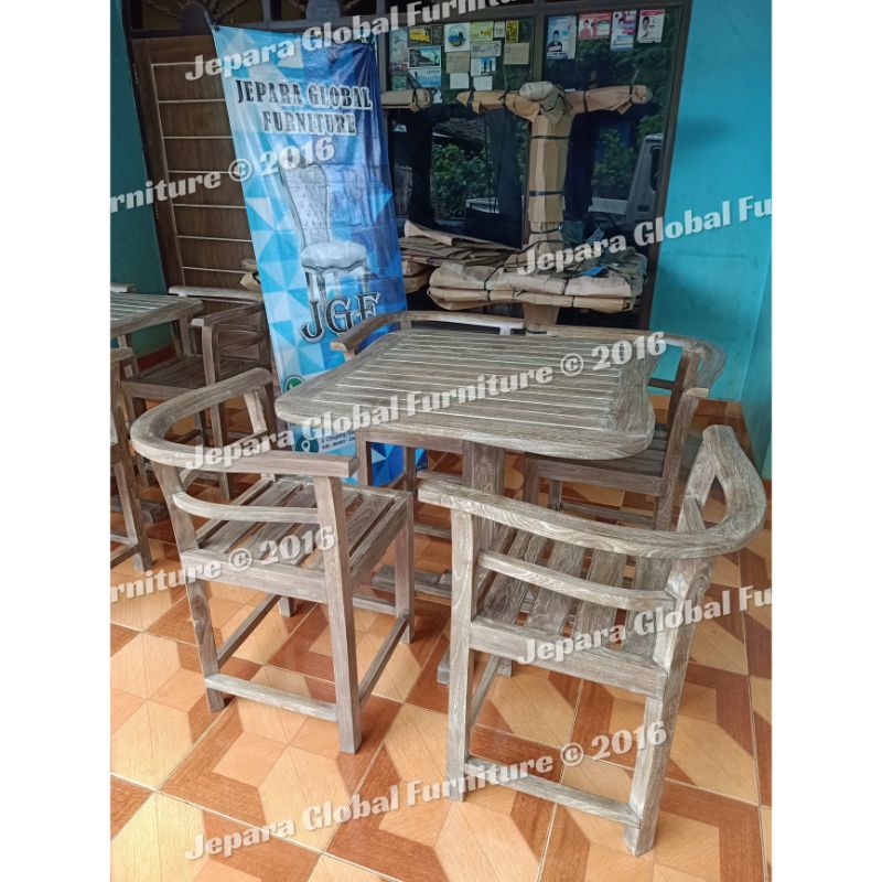 Kursi Makan Jati persegi kursi 4 Rustick antik grey ( kursi makan jati, meja makan minimalis jati )