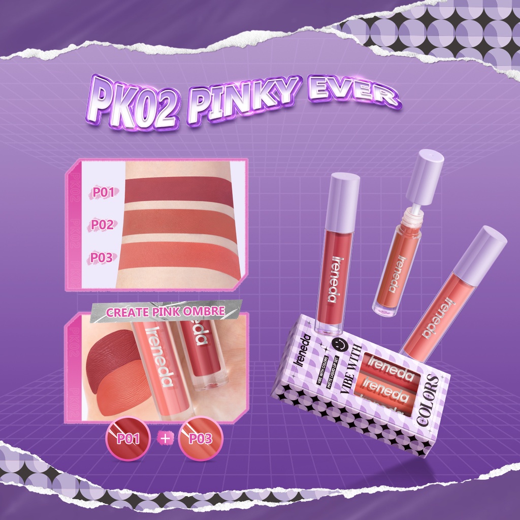 IRENEDA 3 Color Liquid Lipstick Set Lipstick Matte Lip Matte Lipstik Cair Lipcream Lip Cream Ireneda [Emperor]