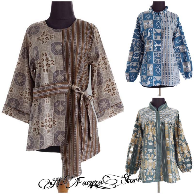 tey-17 Batik wanita ASJ SA HRB026 Kenongo Kemeja Tosca Pendek