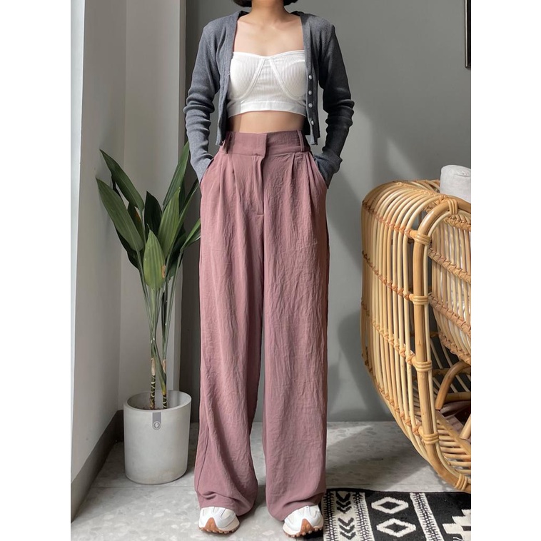 KINARA KULOT HW Pants Krincle Airflow Premium/ kulot Crincle airflow High waist kinara/ Trouser Pants