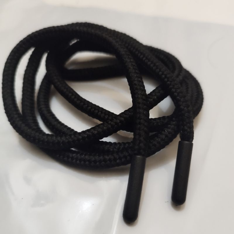 tali hoodie bulat aglet hitam  tali hoodie bulat impor ujung hitam