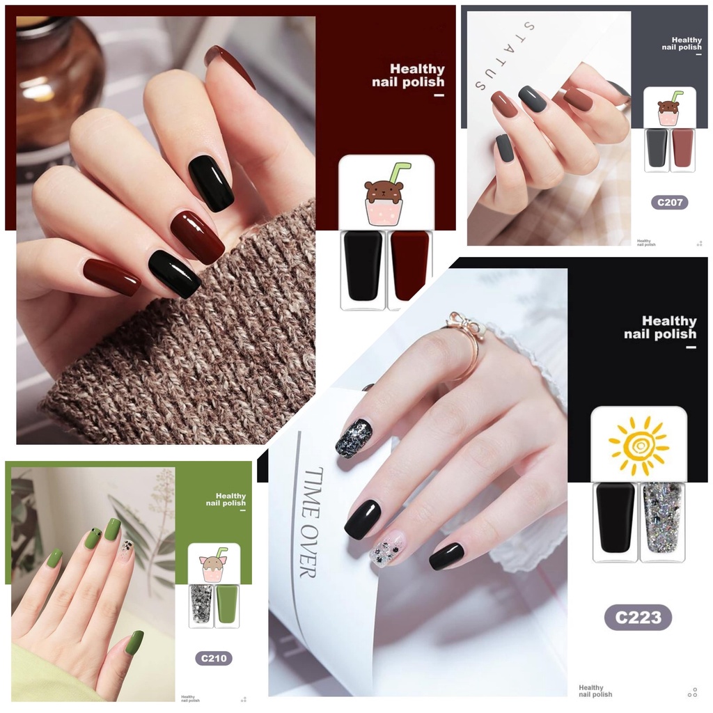 Kutek Twin 2in1 Non Peel Off 2 Warna TONE KUTEK KOREA Cat Kuku Gel Nail polish Murah Cantik