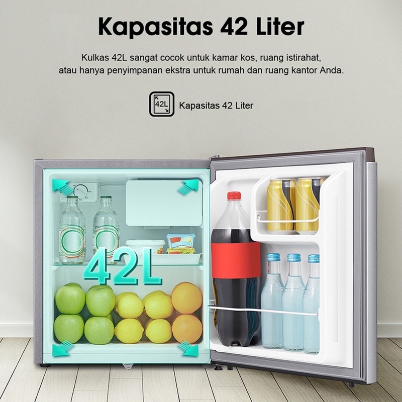 Turun Harga Hisense Kulkas Mini Bar (Refrigerator) Lemari Es Portable Kapasitas 42L RR58D4IGN - Silver【Reversible Door Bisa Dibuka Dari Kiri/Kanan】【Space-Friendly】【Low Noise】【Separate Chiller】-1