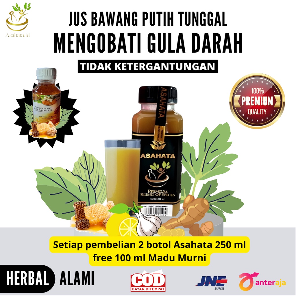 

Jus Bawang Putih Tunggal Jahe Merah Lemon Cuka Apel Berkhasiat Menyemimbangkan Gula Darah - Asahata Original Blend Of Spices