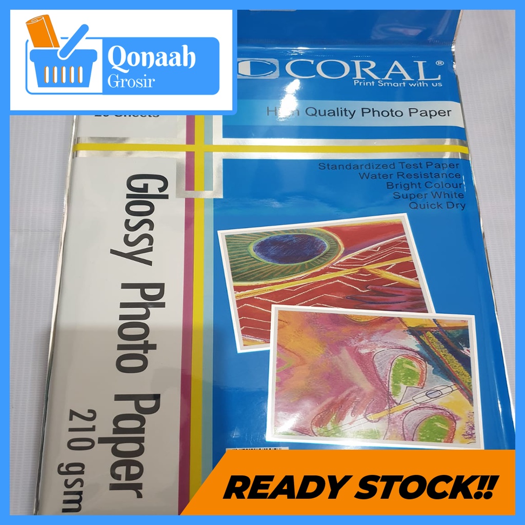 

Kertas Foto CORAL Glossy Photo Paper 210 gsm, Ukuran 210 X 297 mm