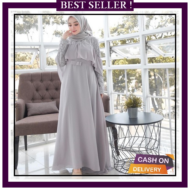 Set Baju Muslim Wanita Remaja Terbaru 2022 Model Kekinian Edisi Lebaran Setelan Gamis Cardi Bahan Ka