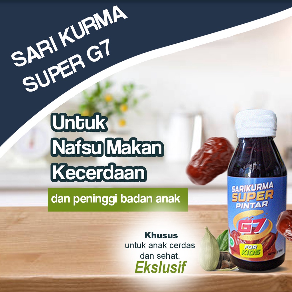 

Sari kurma G7 Super Pintar- Herbal Tradisional Untuk Nafsu Makan Dan Kecerdasan Anak