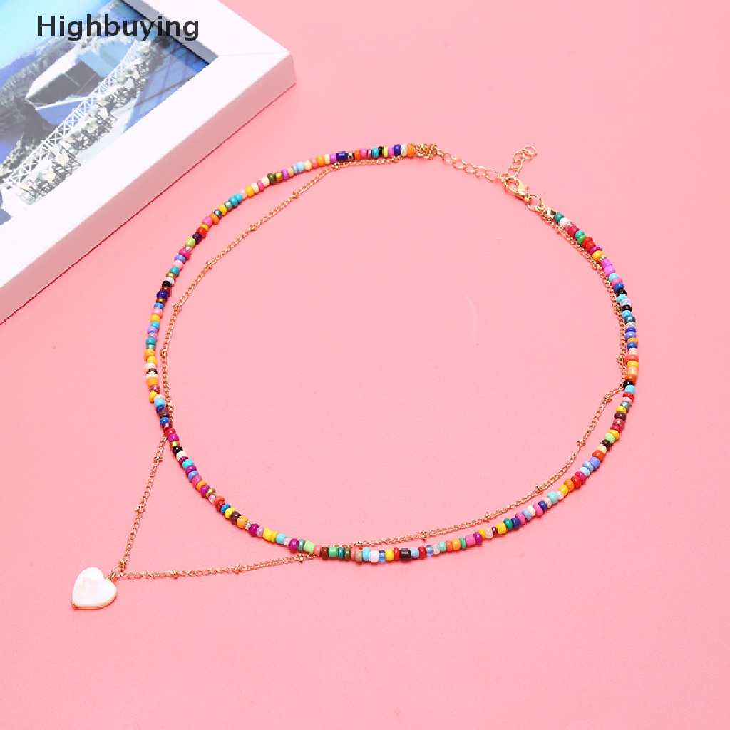 Hbid Bohemian Wanita Multicolor Manik-Manik Handmade Cinta Kalung Perhiasan Hadiah Glory