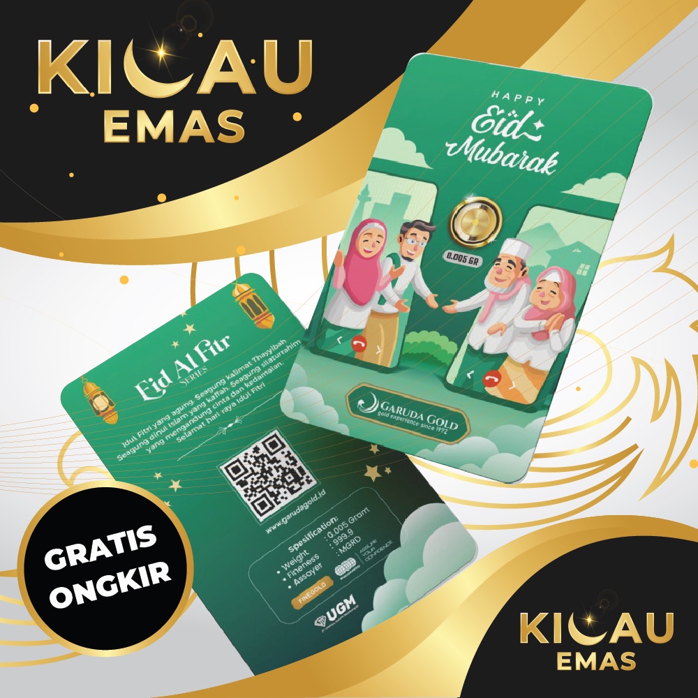 Garuda Gold 0.005 0.001 Gram Idul Fitri Hijriyah Gift Series Emas Batangan Murni 24 Karat Bersertifikat