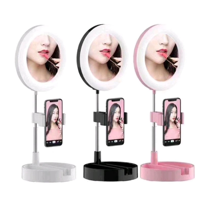 CERMIN SELFI DUDUK RING LIGHT LIVE MAKE UP MULTIPURPOSE DESK LAMPU KOSMETIK