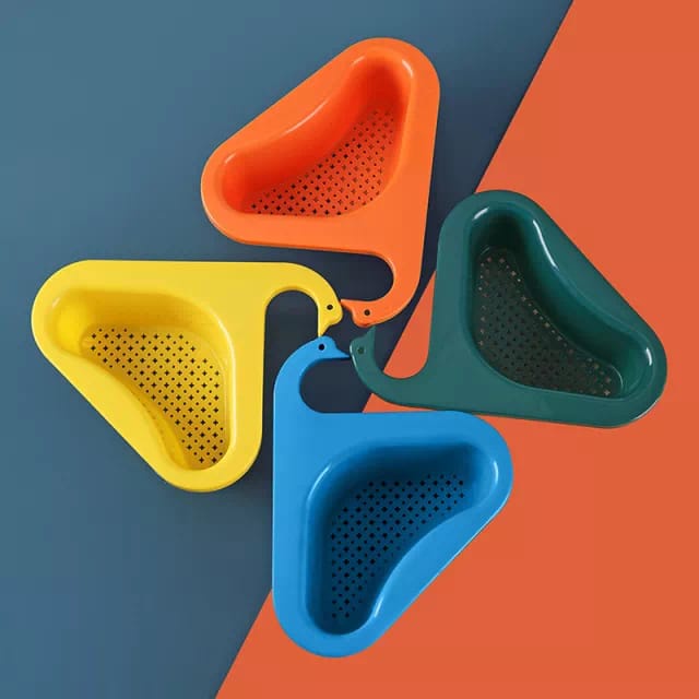 ACCFASHIONMURAH Rak Tirisan Sudut Wastafel Segitiga Bentuk Angsa High Quality / Keranjang cuci sayur saring/Wadah Saringan Pembuangan Sisa Makanan