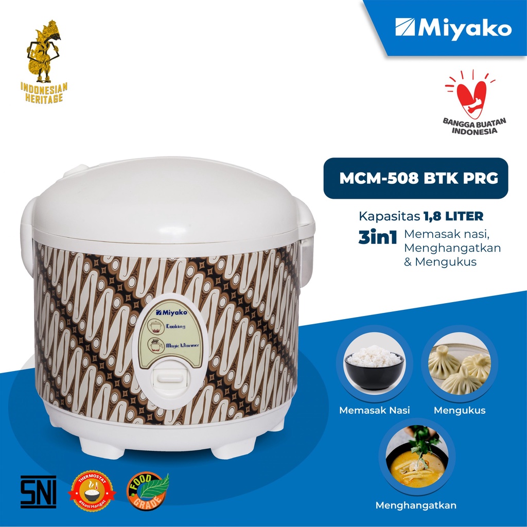 MIYAKO MCM 508 SBC / 507 / 508 BATIK / 508 SBC 3IN1 MEJIKOM / RICE COOKER / MAGIC COM / MAGICCOM / M