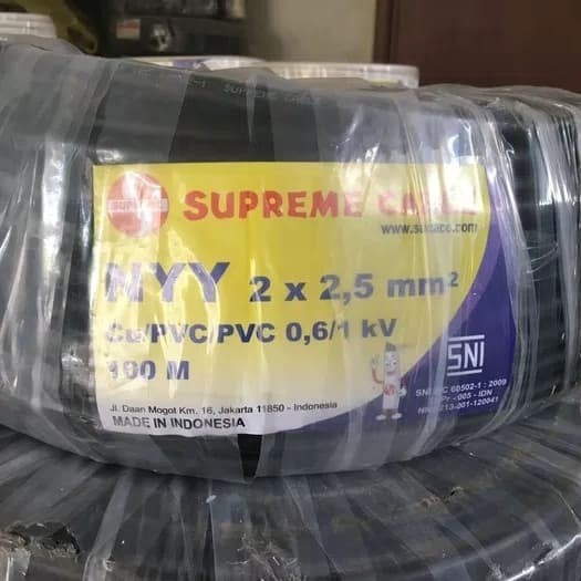 Kabel Supreme NYY 2 x 2,5 meteran kabel listrik instalasi warna hitam