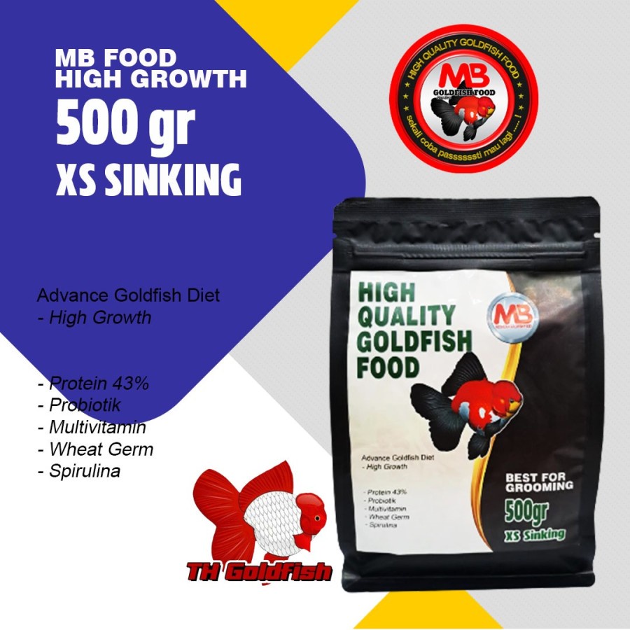 MB Food Hi Growth 500 gr Size Xs, 1 mm. Makanan Ikan
