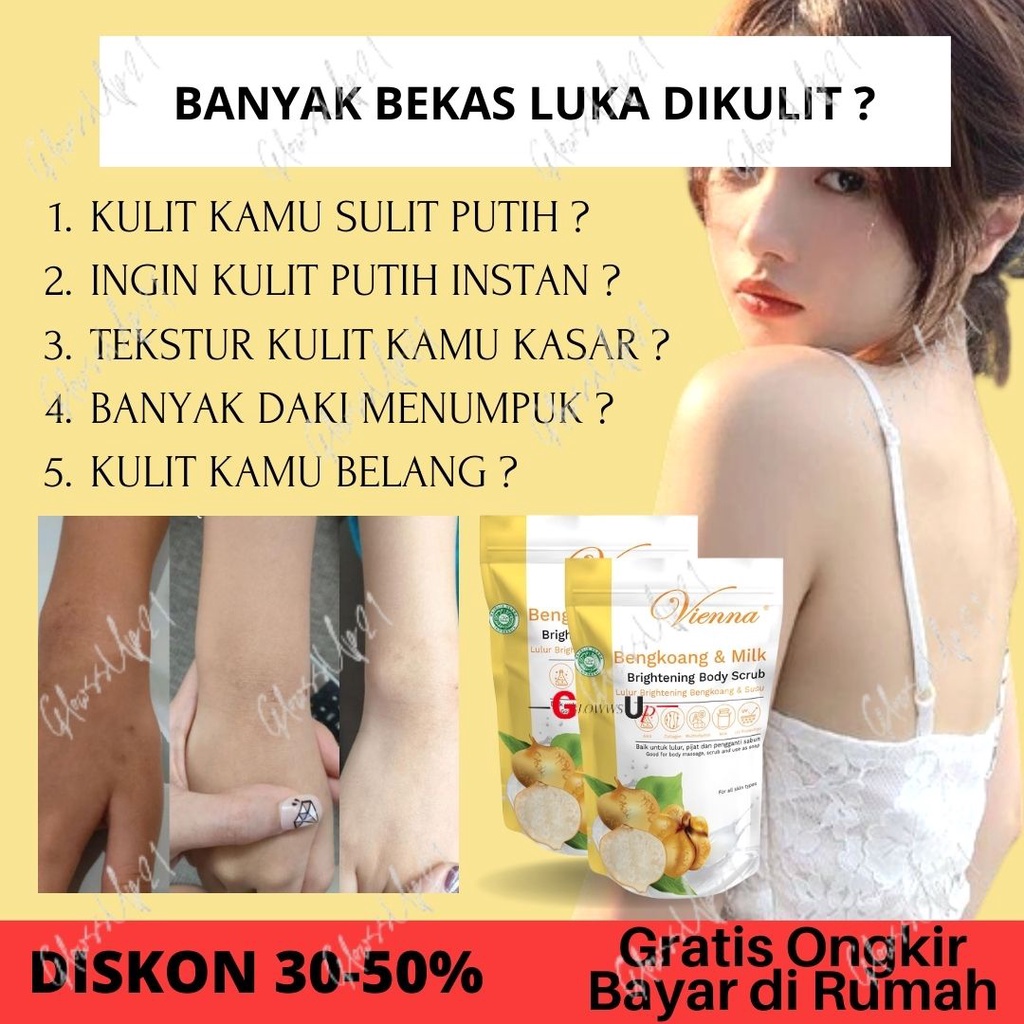 BODY SCRUB PEMUTIH VIENNA BENGKOANG N MILK WHITENING BODY SCRUB REFFIL 1KG - VIENNA SCRUB