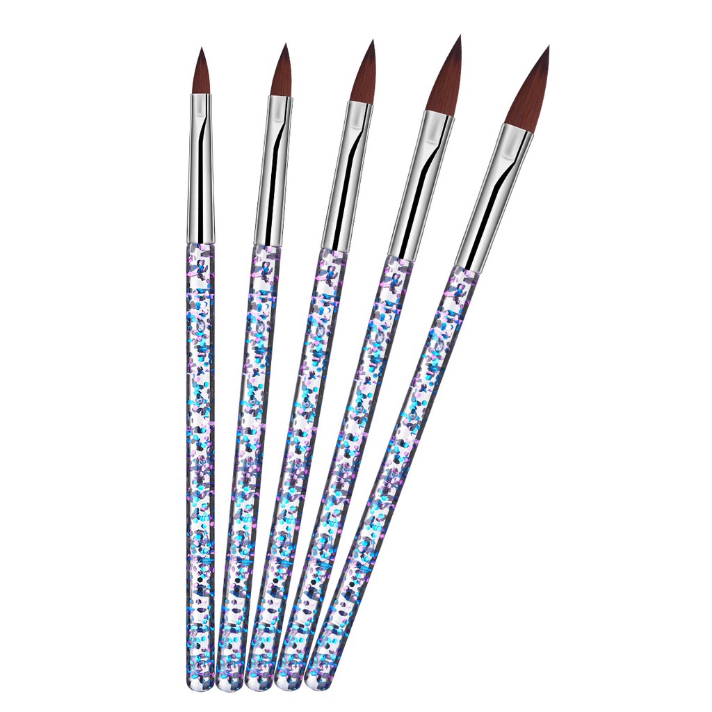 5Pcs/Set Brush Pen Gambar Bunga Bahan Akrilik Untuk Hiasan Nail Art DIY