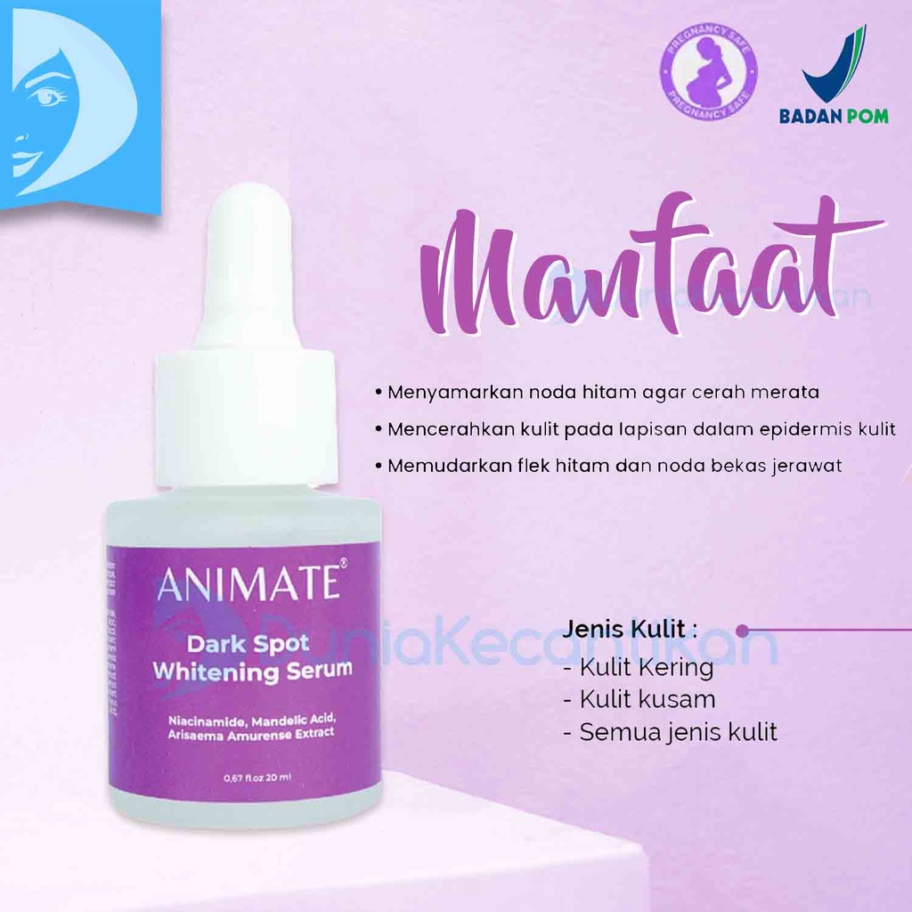 Animate Whitening Face Serum Dark Spot Rich Nutrition 24K Gold Vitamin C + Collagen Serum Wajah BPOM Acne serum Animate