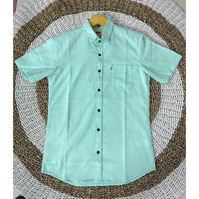 Baju Pria Kemeja Polos Pria Lengan Panjang Levis Warna Ungu Muda Mint Pendek M L1O0 Best Seller Kere