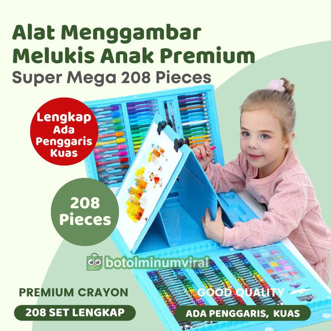

Drawing Set Kids 208pcs Art Set Gambar Anak Pensil Crayon Spidol Lukis
