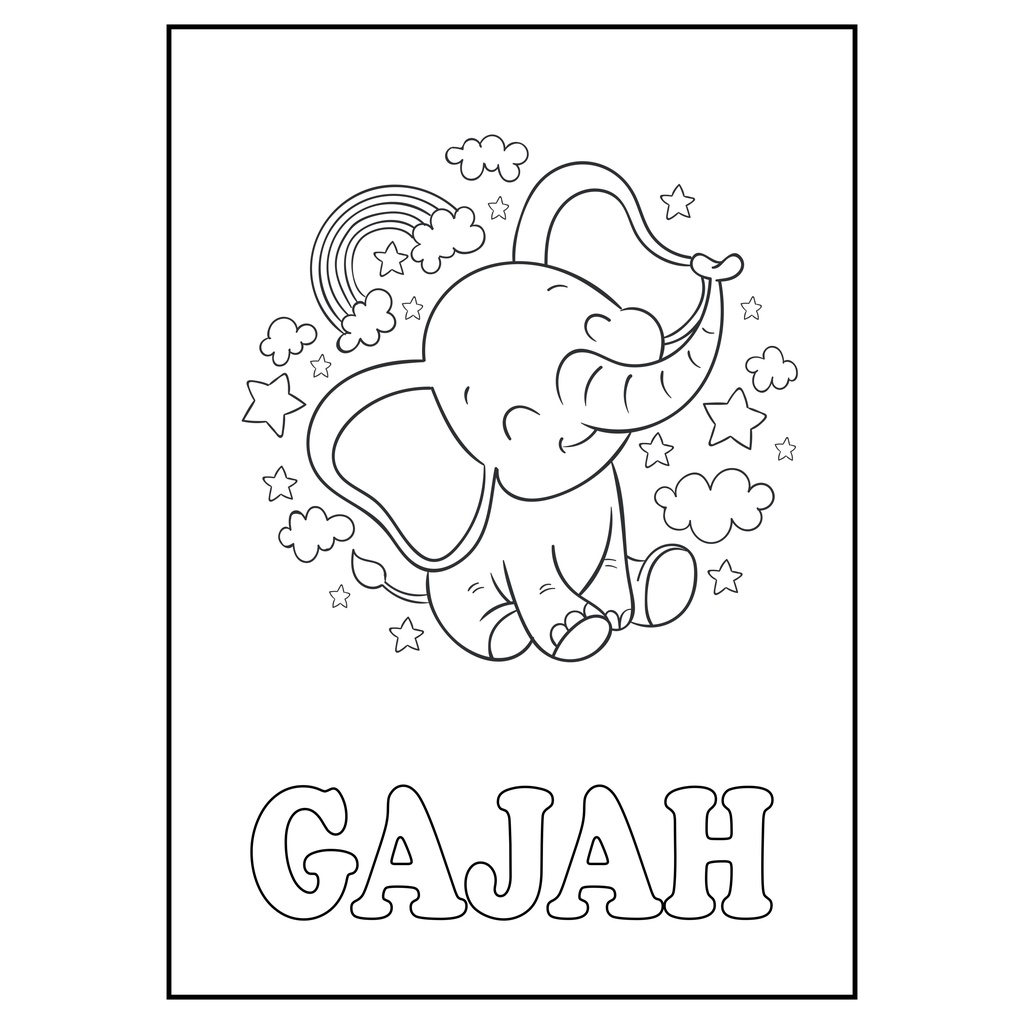 

Gambar Mewarnai / Sketsa lukis / drawing sketch Gajah Lucu Kertas HVS A4 100gr Anak TK SD PAUD (Bukan Buku)