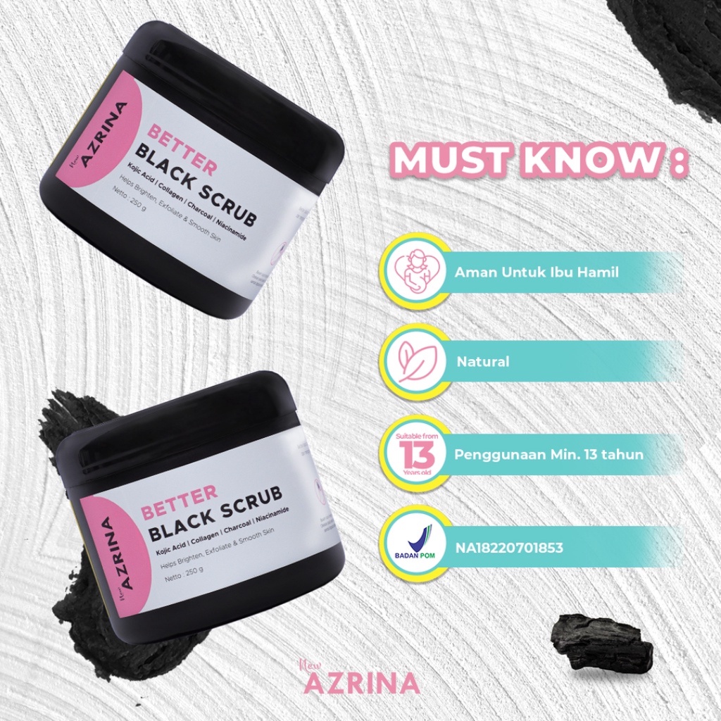 [ FREE GIFT ] Azrina Better Black Scrub - Mencerahkan Menghaluskan Kulit