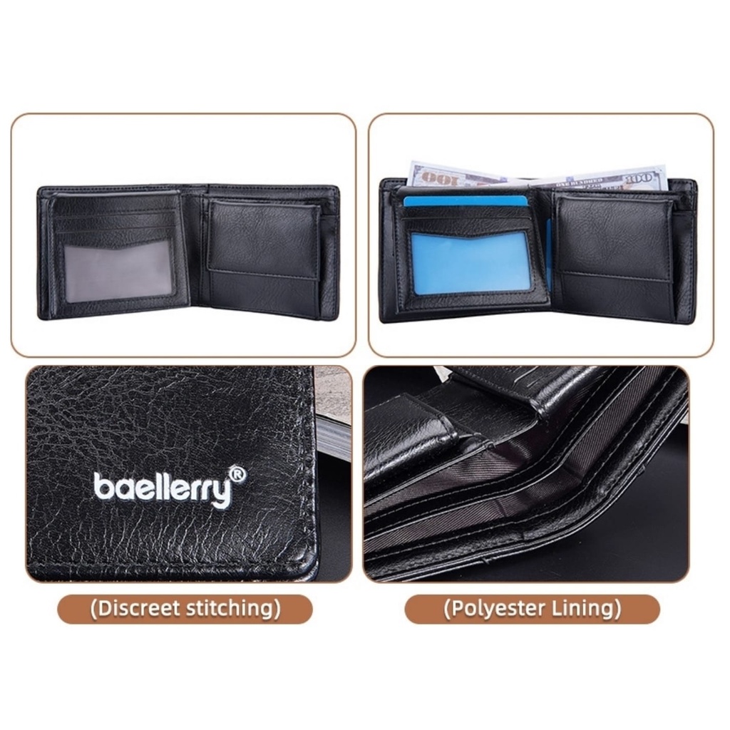 DOMPET LIPAT PRIA BAELLERRY KULIT HITAM ROUTE WA630B5 SLOT KARTU UANG PENDEK KECIL COWOK KEREN BRANDED MURAH REMAJA KEKINIAN LAKI SIMPLE