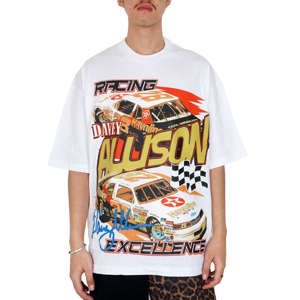NASCAR DAVEY ALLISON WHITE OVERSIZE TSHIRT // BAJU KAOS PUTIH VINTAGE PRIA WANITA NASCAR