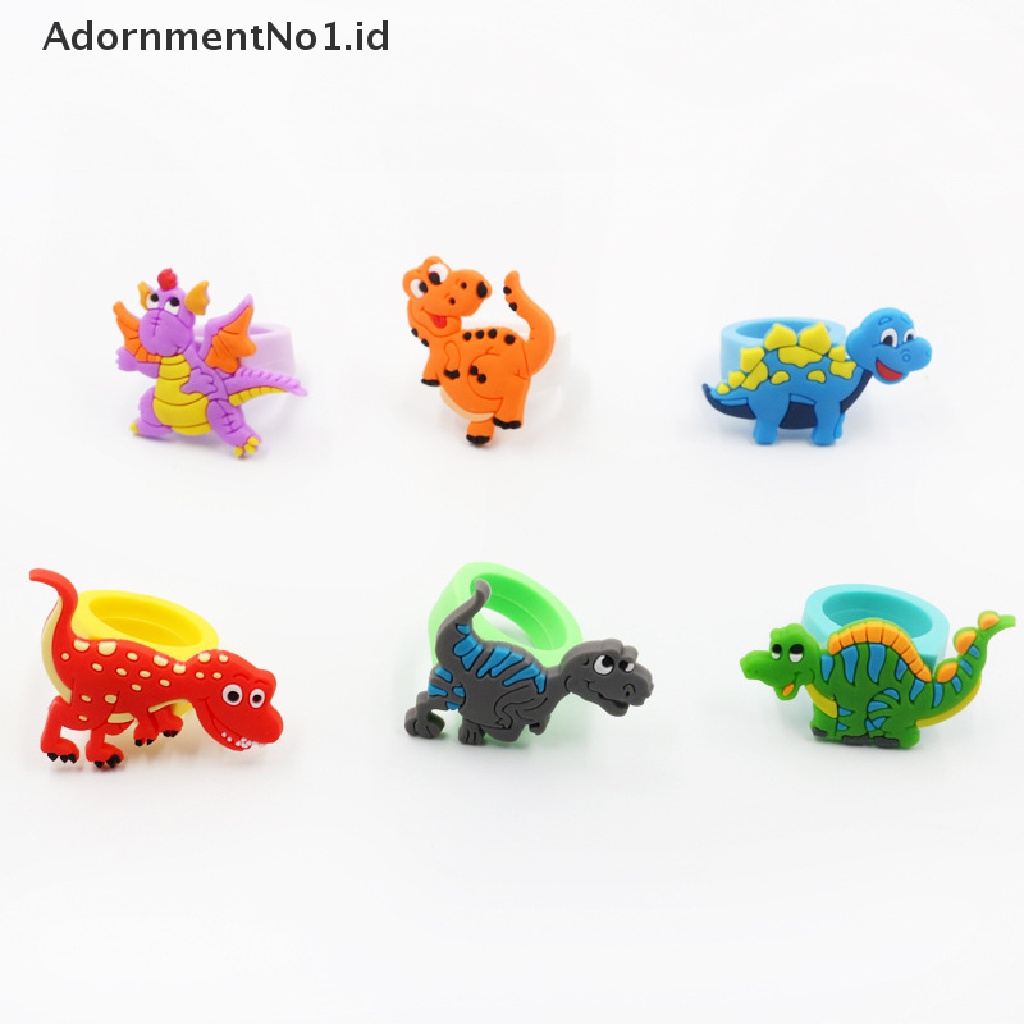 [AdornmentNo1] Cincin Dinosaurus Cincin Anak Kartun PVC Karet Lembut Dinosaurus Dekorasi Pesta Ulang Tahun Anak Nikmat Hadiah Kecil [ID]