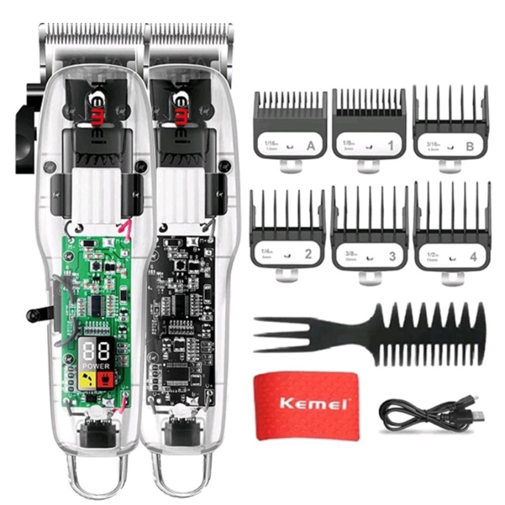 Hair Clipper Transparent Kemei KM-NG108 Elektrik USB