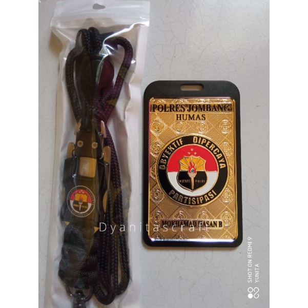 

custom id card humas polri terbaru name tag kta bahan plat lapis Kuningan