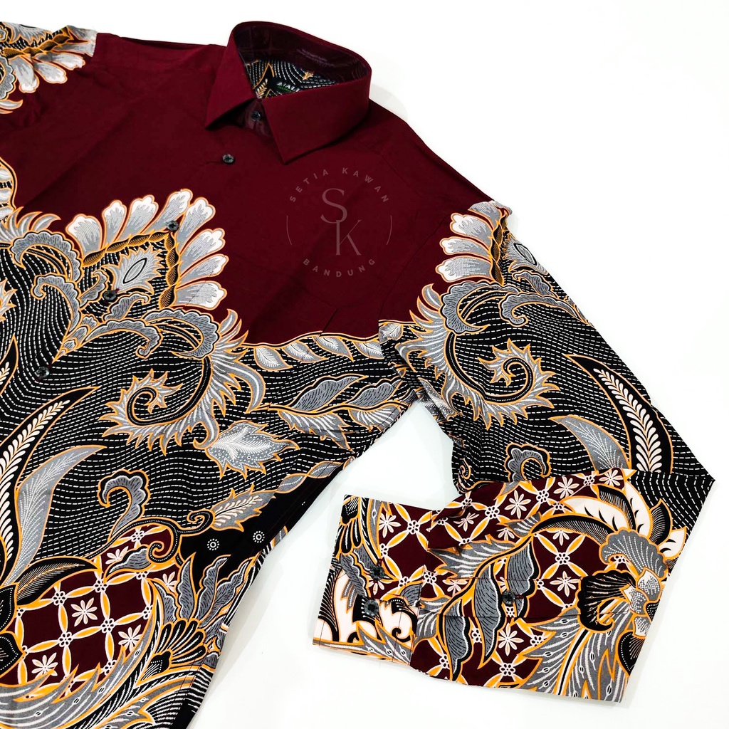 Kemeja ALISAN Corak Batik Print SLIM Fit Lengan Panjang ( Seri 00316 )
