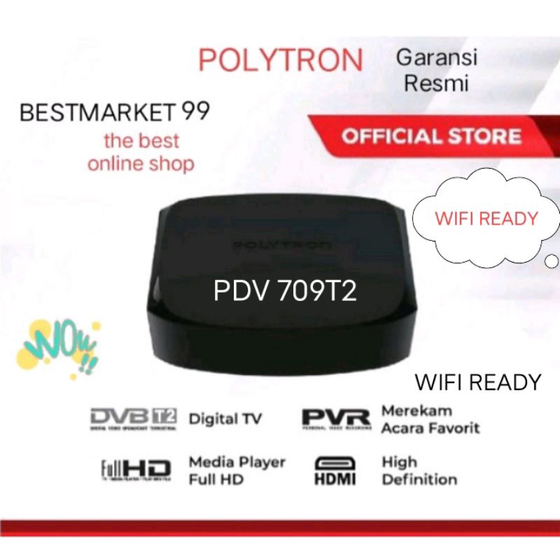PROMO POLYTRON SET TOP BOX STB PDV 709T2 DIGITAL WIFI READY GARANSI RESMI