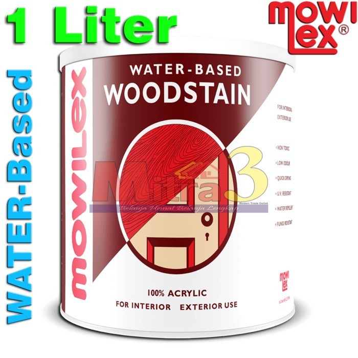 best seller] Cat Politur Kayu MOWILEX Woodstain 1L Plitur Vernis Waterbased Air 1KG