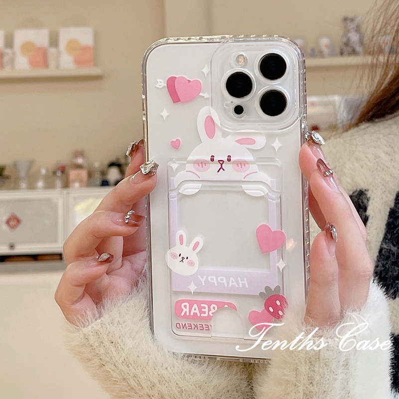 Realme C55 C35 C33 C31 C30 C25Y C21Y C20 C20A C12 C15 C11 10 9Pro+8 8i C15 5i 5s 6i Bear Rabbit Card Holder Handphone Cas Soft Cover