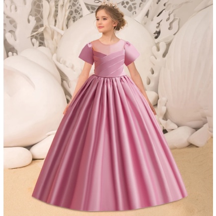 Gaun Anak Dress Pengiring Pengantin Elegan untuk Anak Perempuan Gaun Pesta Pernikahan Gaun Malam Panjang Upacara Komuni Pertama Putih Baju Musim Panas Anak-anak