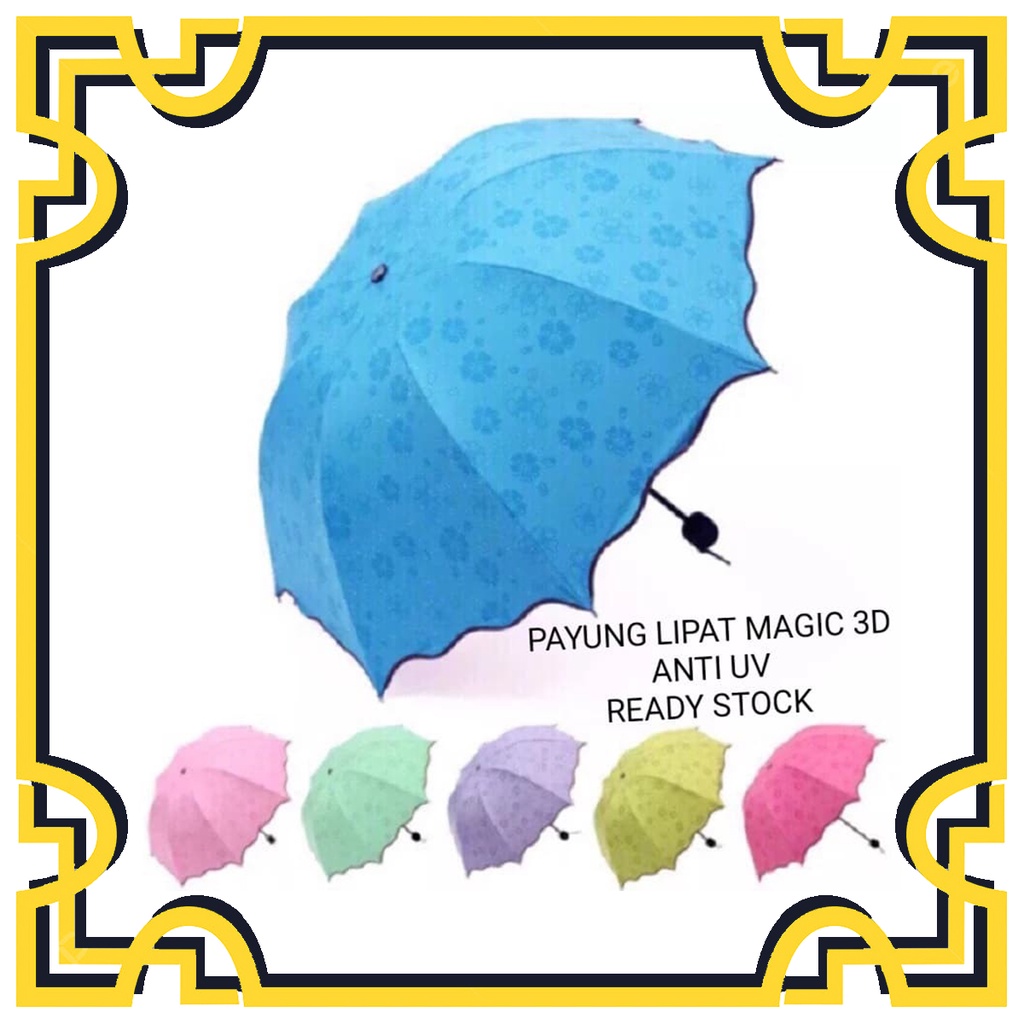 HS PAYUNG MAGIC 3D LIPAT / UMBRELLA PORTABLE / PAYUNG HUJAN ANTI SINAR