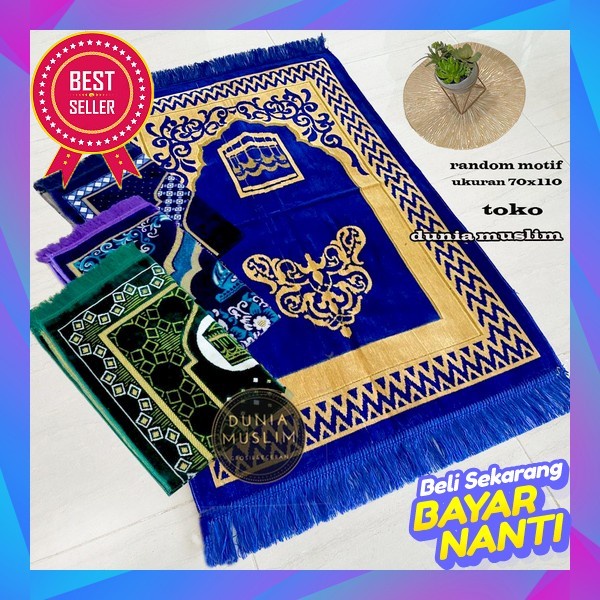 Sajadah Turki Tebal Turkey Premium Spiegel Import 67X110 Biru F6J1 Yang Bagus Outdoor Wangi Kecil Ya