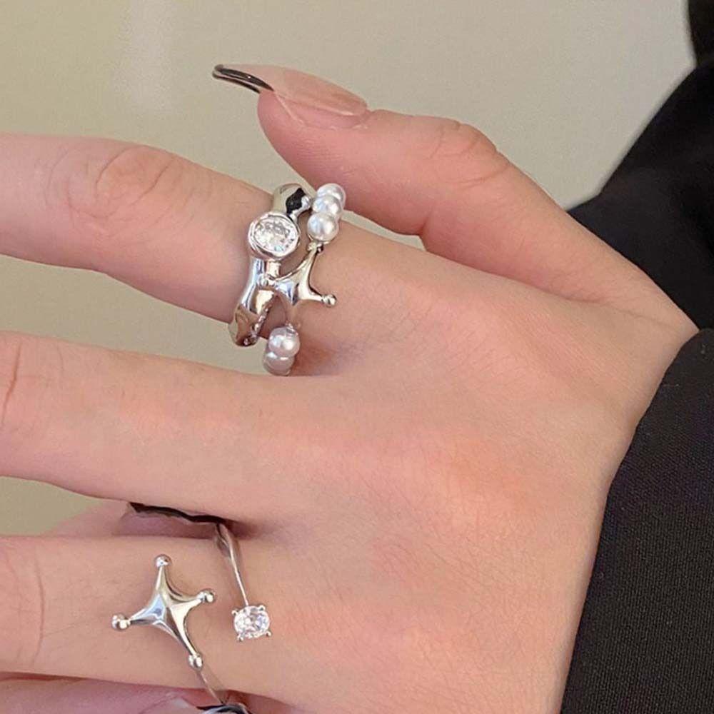 Mxbeauty Wanita Terbuka Cincin Trendi Hadiah Untuk Gadis Bintang Tidak Teratur Retro Temperamen Gaya Korea Ring